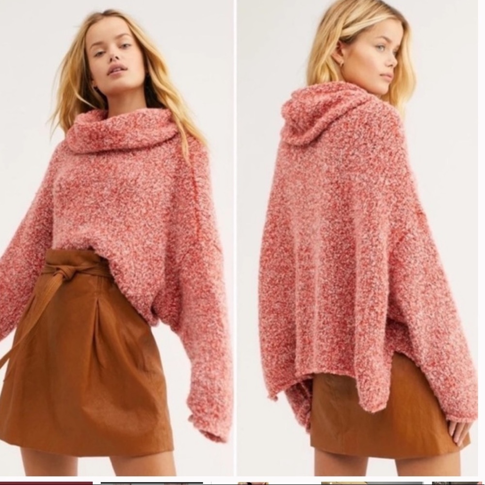 NWT Free People BFF Cowl Neck Sweater in Scarlet Flame